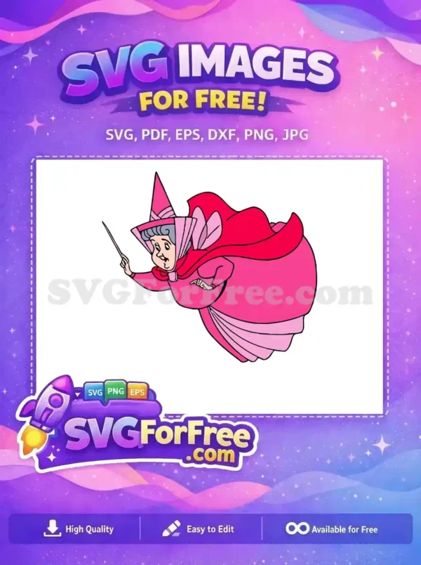 Free Fairy Godmother Wand Free Pink Dress Sleeping Beauty Free SVG