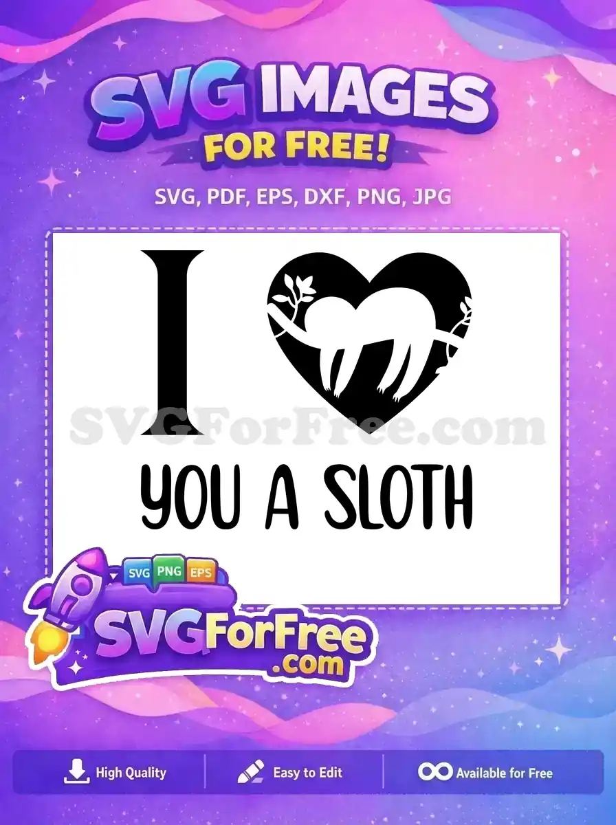Free Heart Branch Free Lazy Sloth Love Free SVG