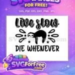 Free Sleeping Sloth Free Relaxing Stars Live Slow Free SVG - Instant Download