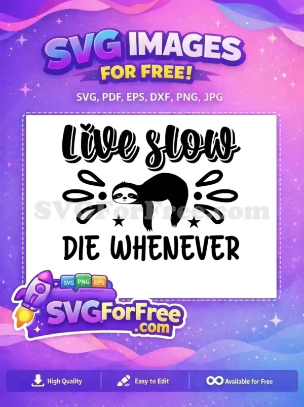 Free Sleeping Sloth Free Relaxing Stars Live Slow Free SVG