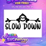 Free Black Cute Sloth Free Arrow Accent Slow Down Free SVG - Instant Download