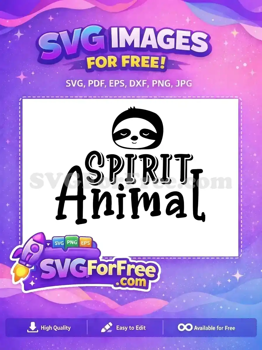Free Sleeping Sloth Free Spirit Animal Quote Free SVG