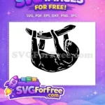 Free Hanging Branch Free Silhouette Sloth Cartoon Free SVG - Instant Download