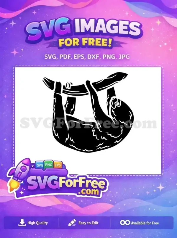 Free Hanging Branch Free Silhouette Sloth Cartoon Free SVG