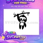 Free Simple Cute Sloth Free Silhouette Cartoon Free SVG - Instant Download