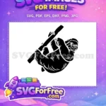 Free Hanging Clipart Free Silhouette Funny Sloth Free SVG - Instant Download