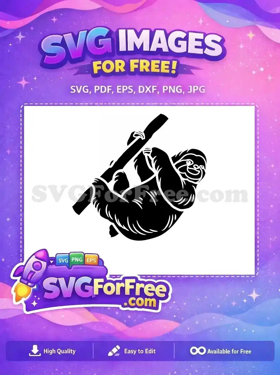 Free Hanging Clipart Free Silhouette Funny Sloth Free SVG