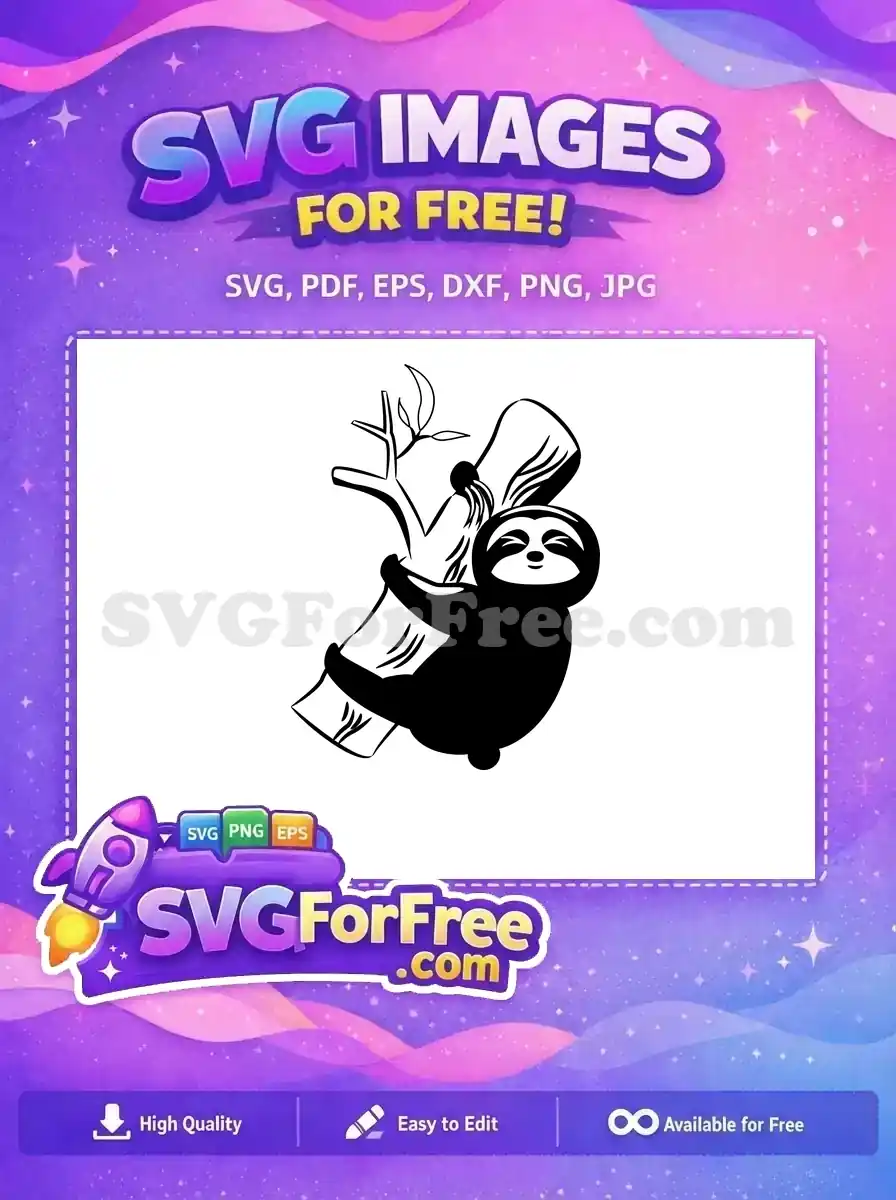 Free Sleeping Sloth Free Tree Branch Cartoon Free SVG
