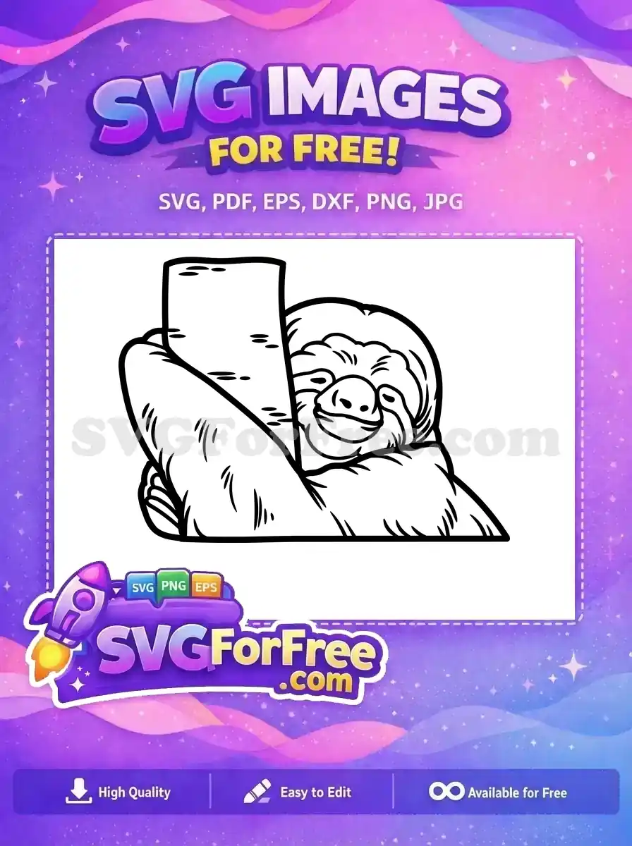 Free Smiling Sloth Face Free Hugging Tree Cartoon Free SVG