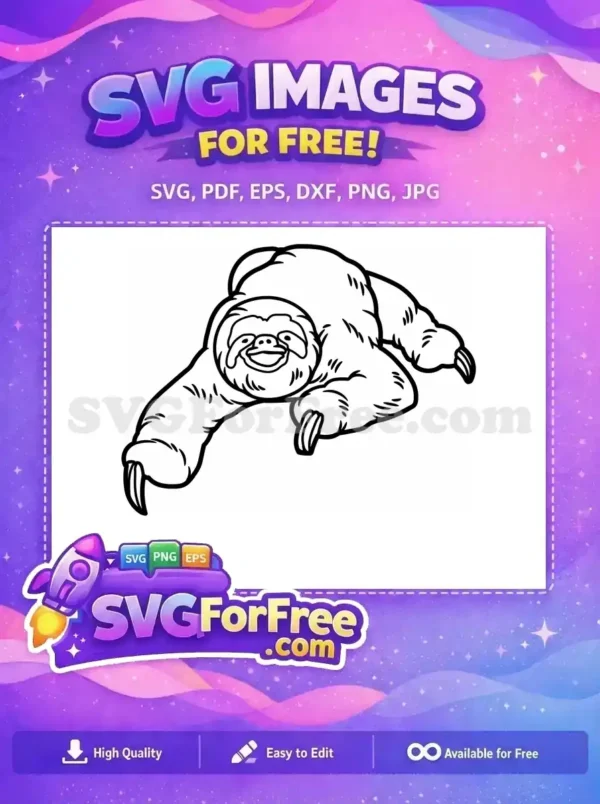 Free Simple Sloth Free Silhouette Cute Animal Free SVG 3