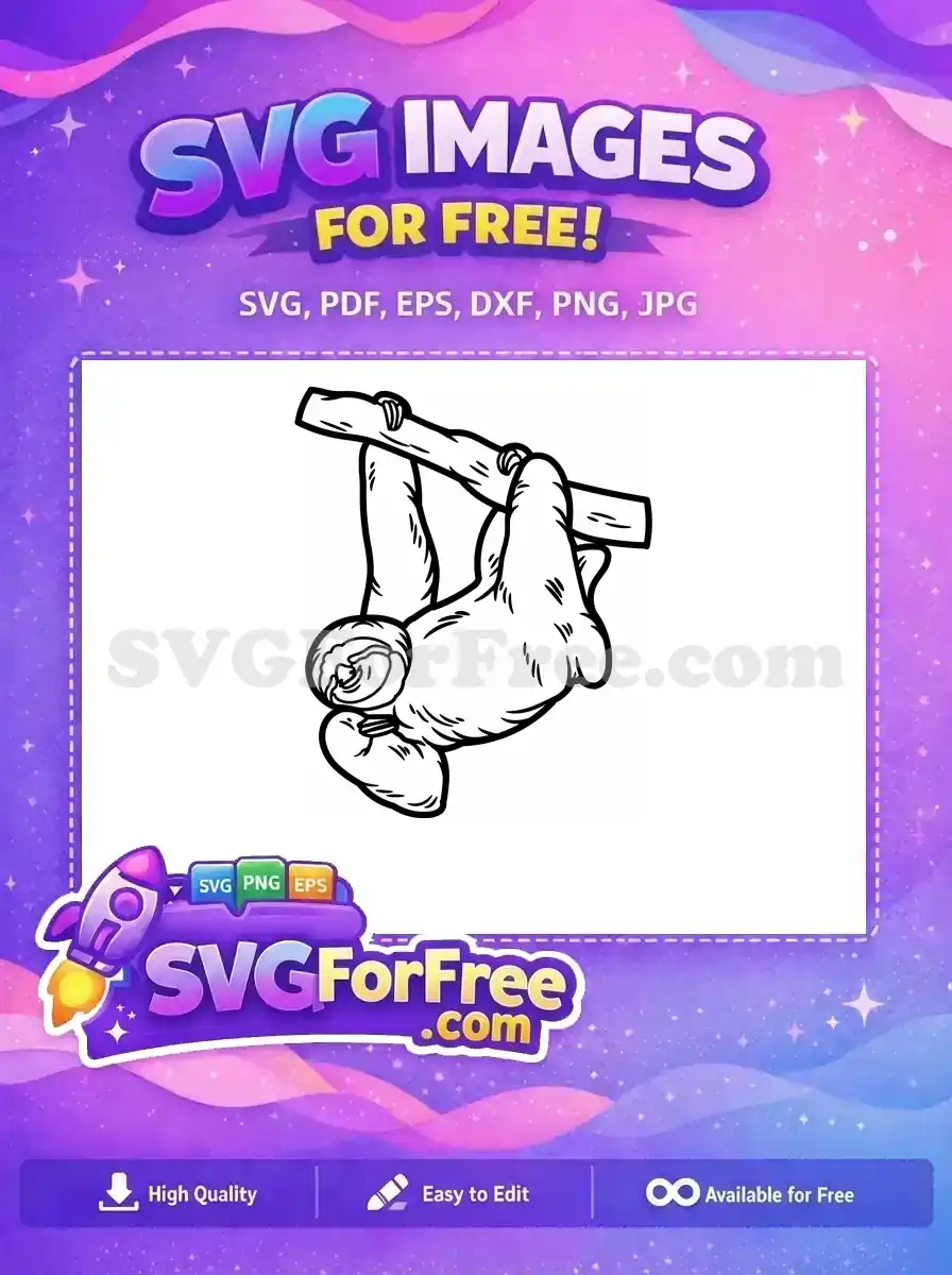 Free Slow Silhouette Free Lazy Sloth Cartoon Free SVG