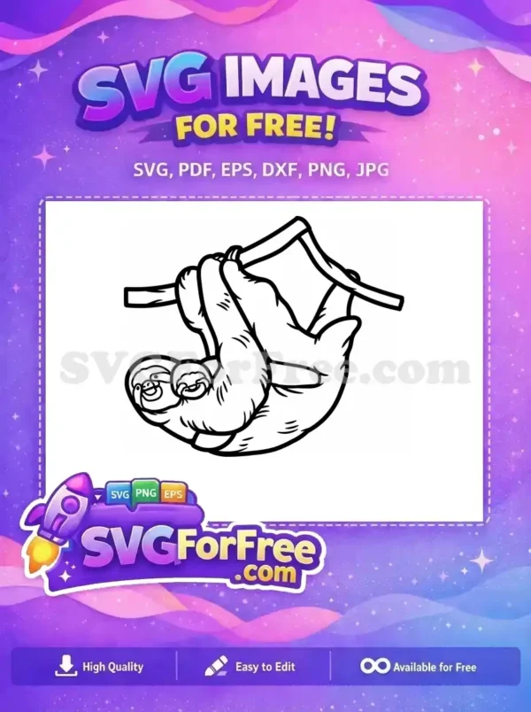 Free Simple Sloth Free Silhouette Cute Animal Free SVG 4 Free Simple Sloth Free Silhouette Cute Animal Free SVG 4