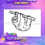 Free Cute Sloth Free Smiling Sloth Silhouette Free SVG - Instant Download
