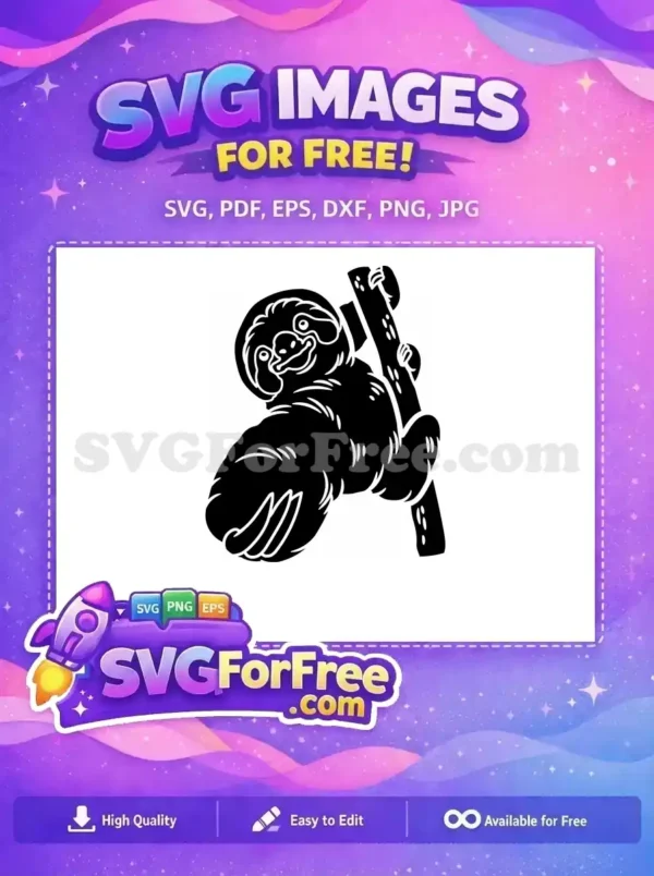 Free Climbing Sloth Free Silhouette Funny Lazy Free SVG