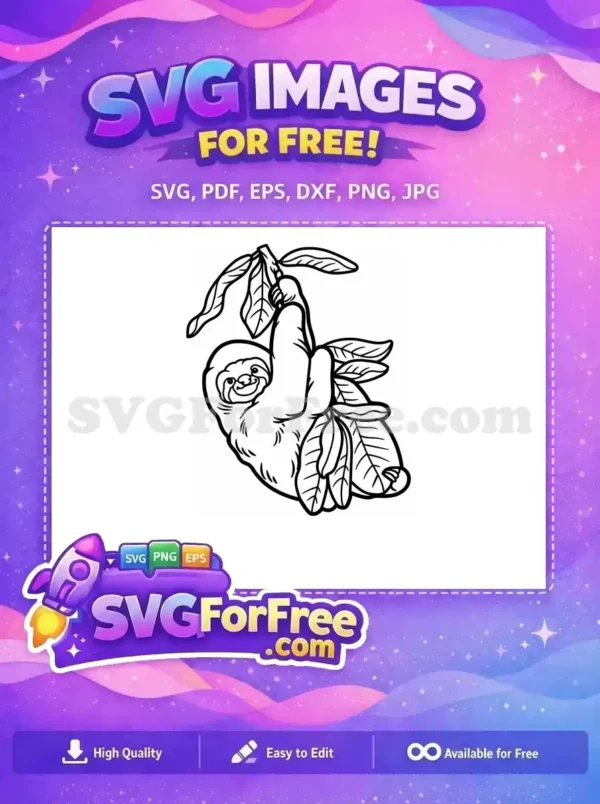 Free Simple Sloth Free Silhouette Cute Sloth Free SVG 2