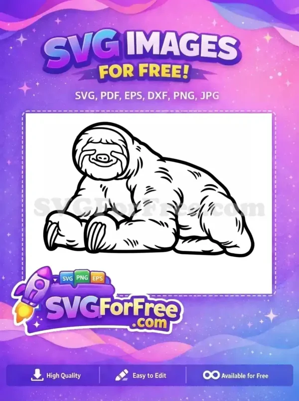 Free Cute Sloth Free Silhouette Cartoon Sloth Free SVG
