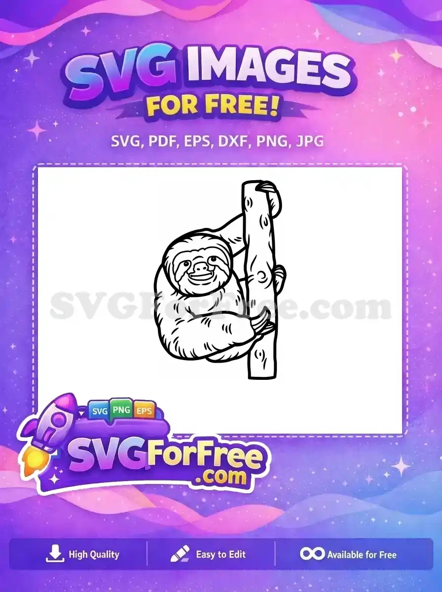Free Cute Sloth Free Silhouette Design Movie Free SVG