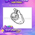 Free Hanging Smiling Free Cute Sloth Silhouette Free SVG - Instant Download