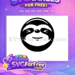Free Smiling Face Free Happy Sloth Silhouette Free SVG - Instant Download