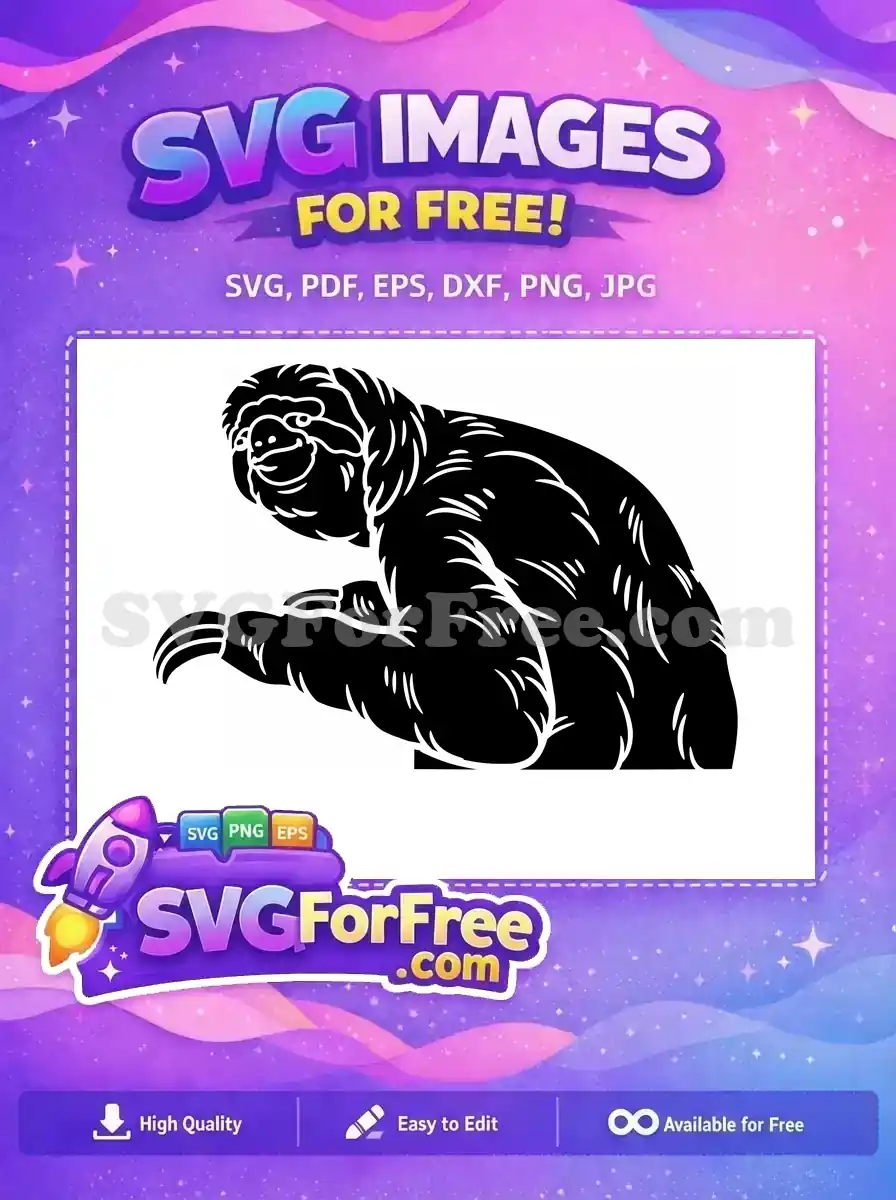 Free Hanging Silhouette Free Lazy Design Sloth Free SVG