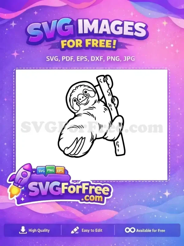 Free Smiling Sloth Face Free Tree Branch Cartoon Free SVG