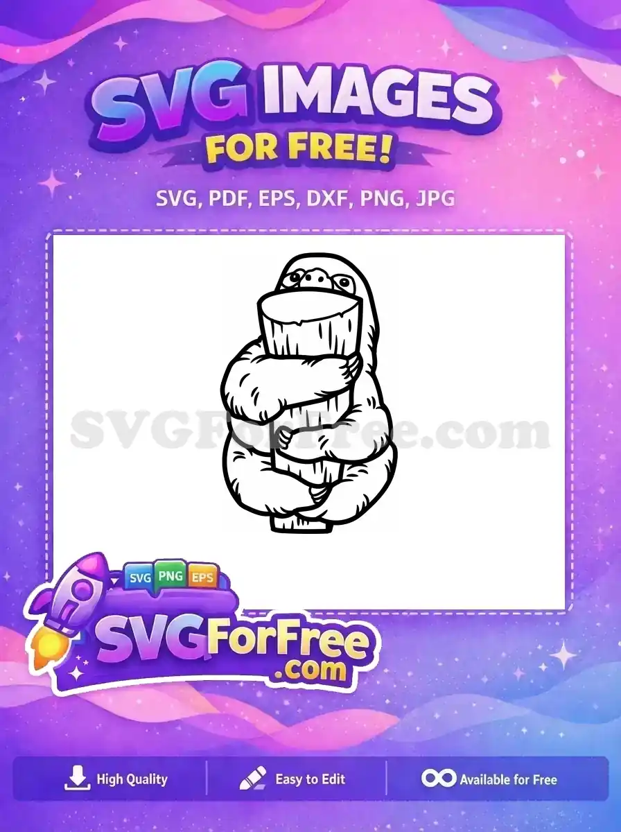 Free Simple Sloth Free Silhouette Cute Animal Free SVG 5