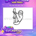 Free Smiling Sloth Free Silhouette Climbing Tree Cartoon Free SVG - Instant Download