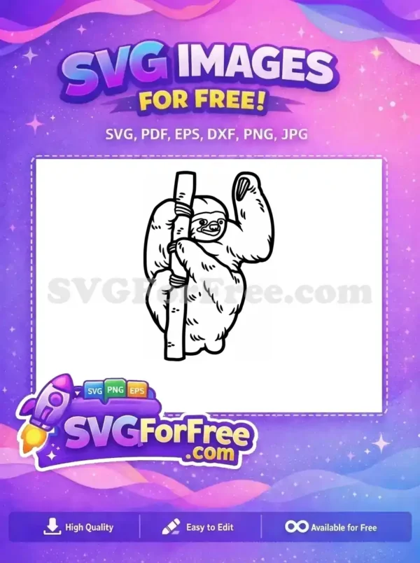 Free Cute Sloth Face Free Silhouette Cartoon Free SVG 2