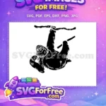 Free Hanging Sloth Free Silhouette Black Animal Design Free SVG - Instant Download