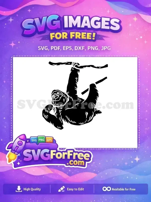 Free Hanging Sloth Free Silhouette Black Animal Design Free SVG Free Hanging Sloth Free Silhouette Black Animal Design Free SVG