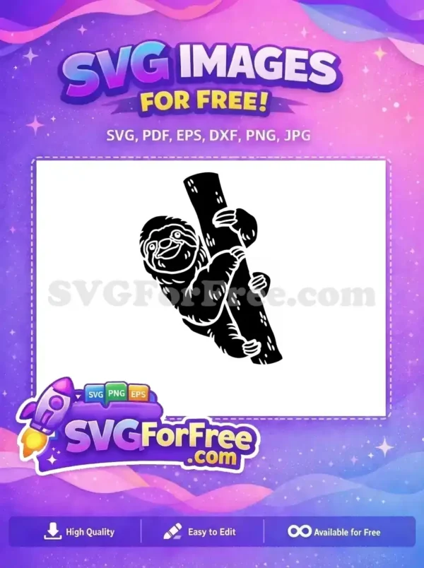 Free Hanging Black Sloth Free Silhouette Cartoon Animal Free SVG