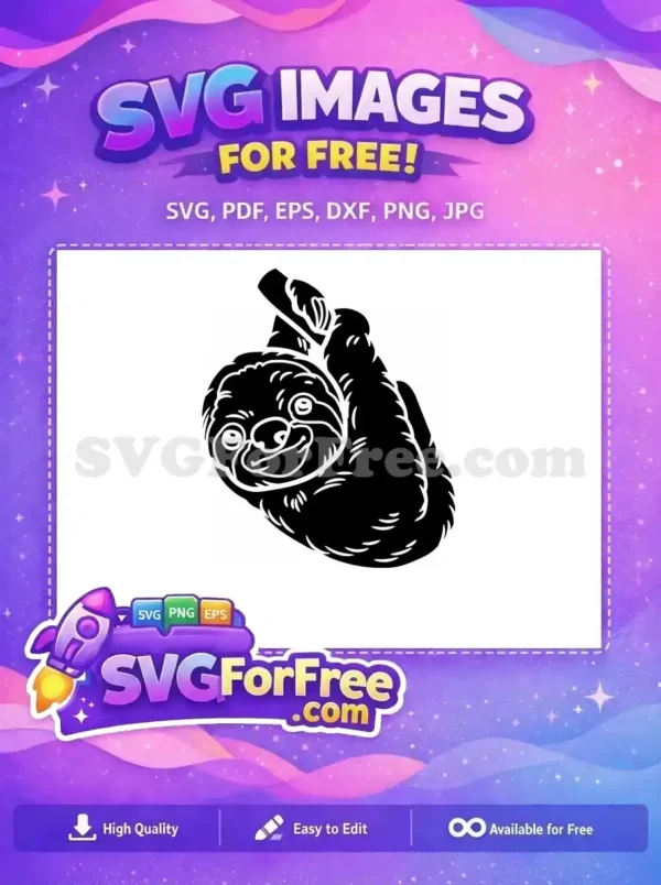 Free Silhouette Sloth Free Peeking Funny Free SVG