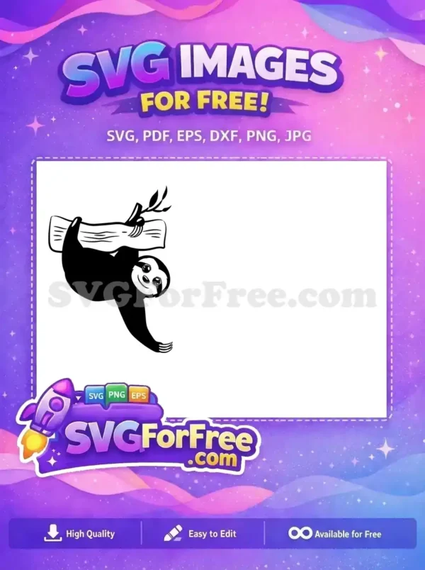 Free Cute Sloth Free Silhouette Cartoon Character Free SVG 6