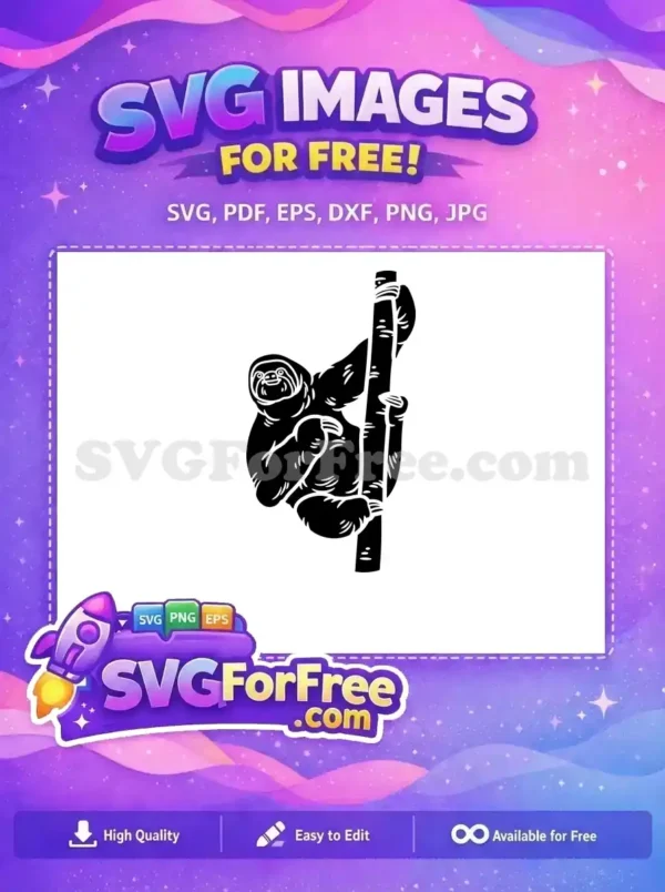 Free Climbing Sloth Free Silhouette Smiling Face Free SVG