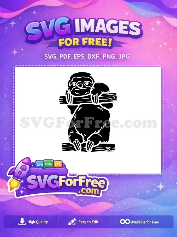 Free Cute Sloth Face Free Branch Hugging Animal Free SVG