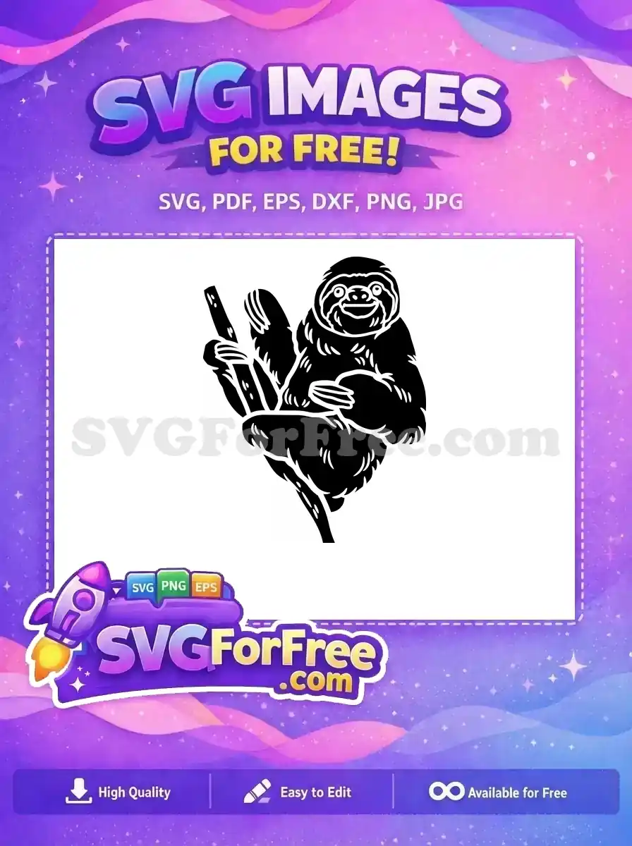 Free Smiling Face Free Silhouette Climbing Sloth Free SVG