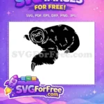 Free Cute Smiling Sloth Free Silhouette Cartoon Animal Free SVG - Instant Download