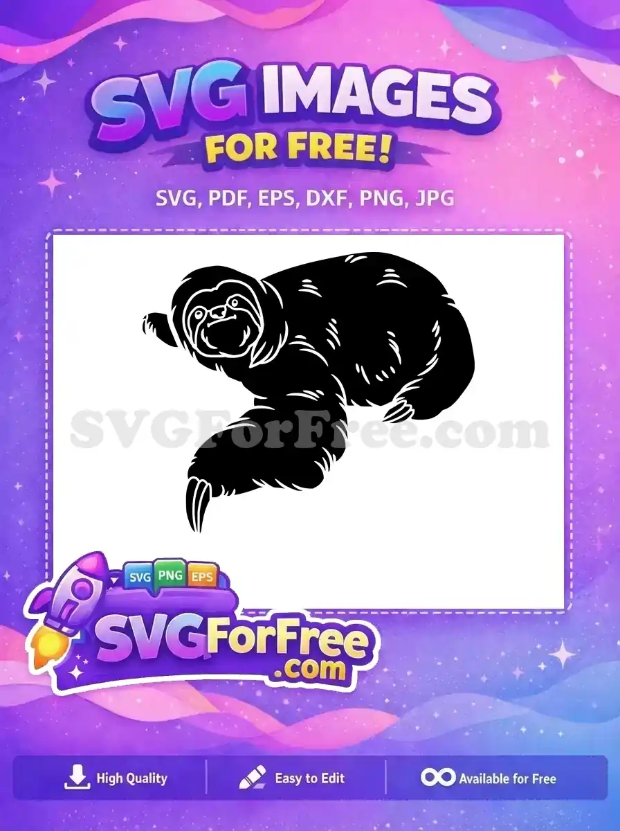 Free Cute Smiling Sloth Free Silhouette Cartoon Animal Free SVG