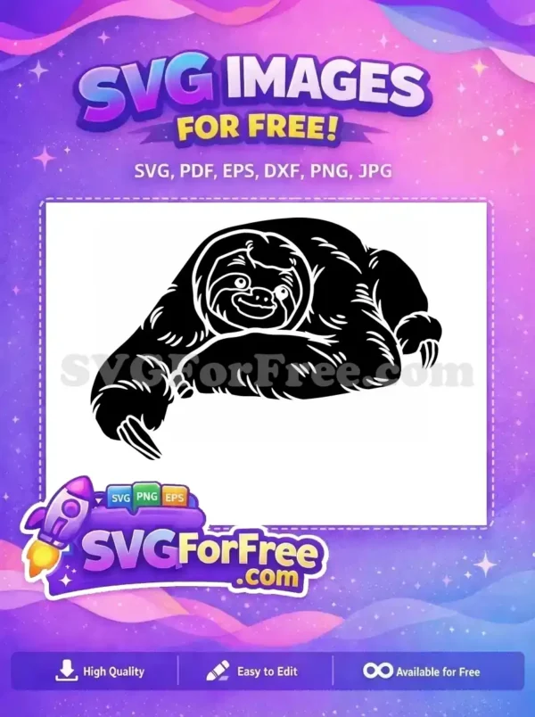 Free Cute Sloth Free Silhouette Clipart Character Free SVG Free Cute Sloth Free Silhouette Clipart Character Free SVG