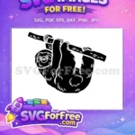 Free Lazy Sloth Nap Time Free Silhouette Art Free SVG - Instant Download
