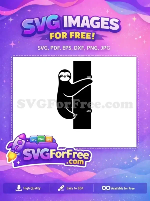Free Happy Sloth Free Tree Hugging Cartoon Free SVG