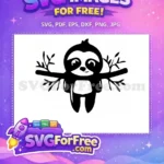Free Simple Sloth Free Cute Silhouette Design Free SVG - Instant Download