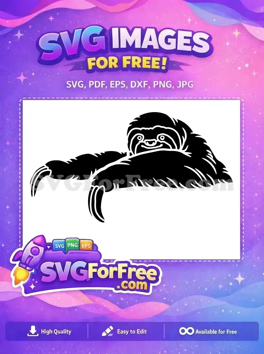 Free Smiling Sloth Free Hanging Silhouette Sloth Free SVG
