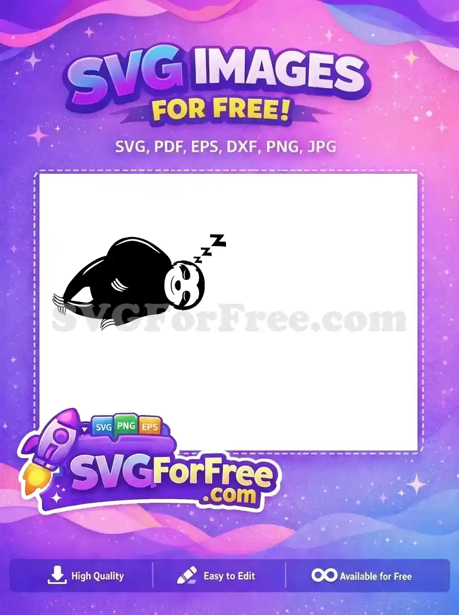 Free Cute Sloth Free Silhouette Cartoon Free SVG 4