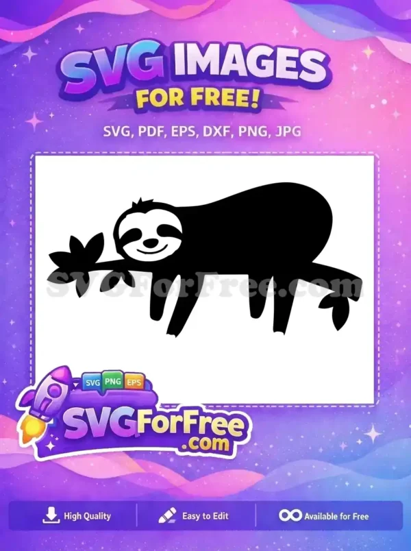 Free Smiling Face Free Hanging Leaves Sloth Silhouette Free SVG