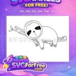 Free Cute Sloth Free On Branch Silhouette Free SVG - Instant Download
