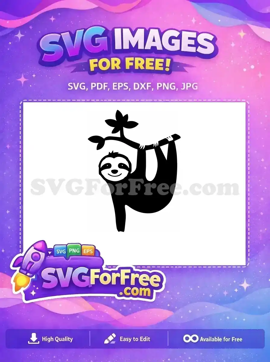 Free Cute Relaxed Sloth Free Silhouette Zootopia Free SVG