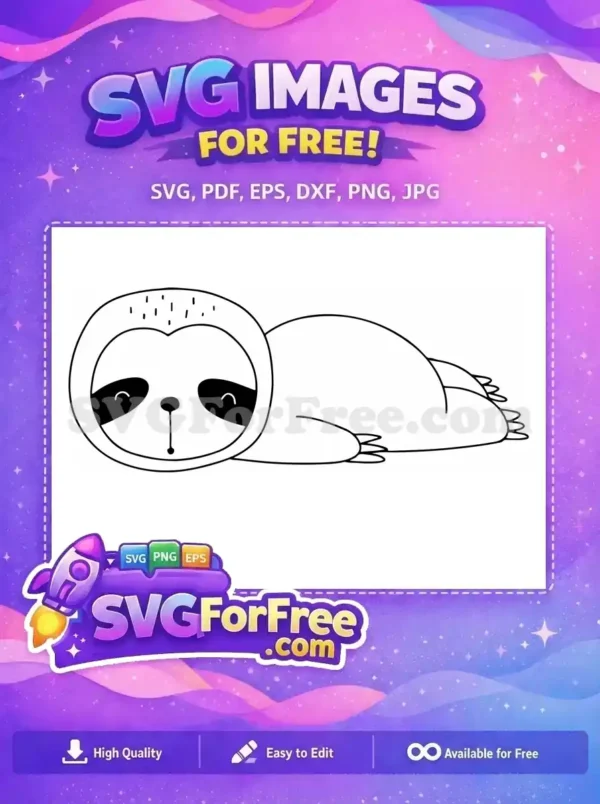 Free Minimalist Sloth Free Silhouette Cartoon Free SVG