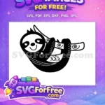 Free Smiling Sloth Face Free Hanging Clipart Kawaii Free SVG - Instant Download