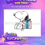 Free Snoopy Hugging Free Pink Present Peanuts Free SVG - Instant Download